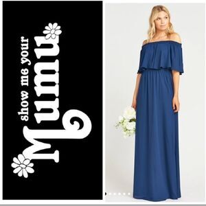 SMYM Hacienda Maxi Dress with Short Lining XS Navy blue NWOT